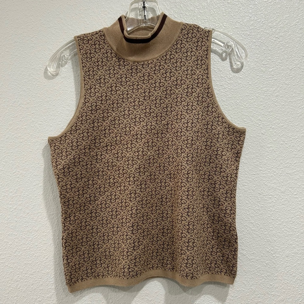 Guess Logo Sweater Women's Mock Neck Sleeveless Size Large